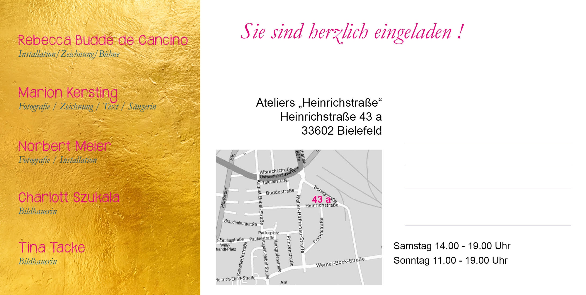 KunstVielfalt 25. + 26. November 2023  Ateliers „Heinrichstraße“ Heinrichstraße 43 a 33602 Bielefeld